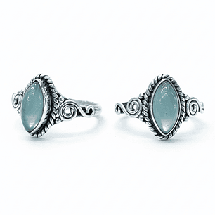 Anillo Ovalado con Piedra Calcedonia
