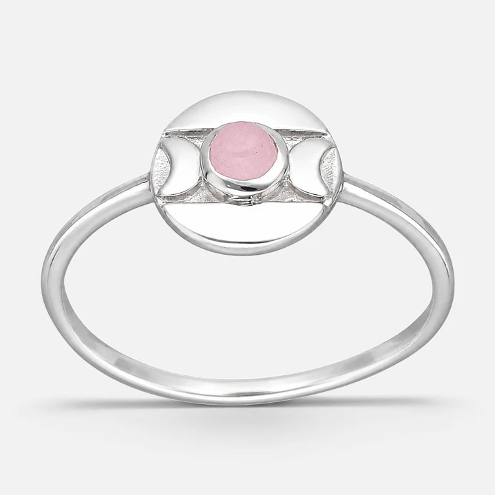 Anillo Fase Lunar Cuarzo Rosa 1