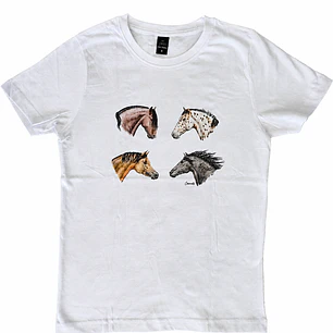 Polera Blanca Niño Niña - Razas de Caballos