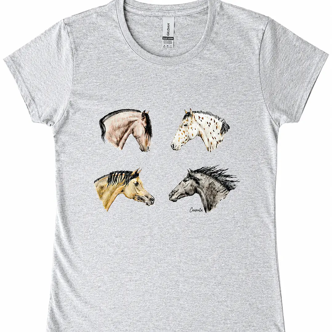 Polera GRIS Mujer - Razas de Caballos 2