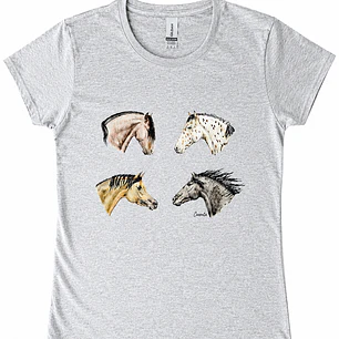 Polera GRIS Mujer - Razas de Caballos