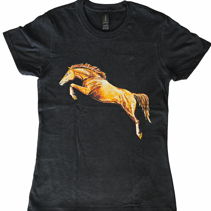 Polera NEGRA Mujer - Caballo en Salto Libre 2