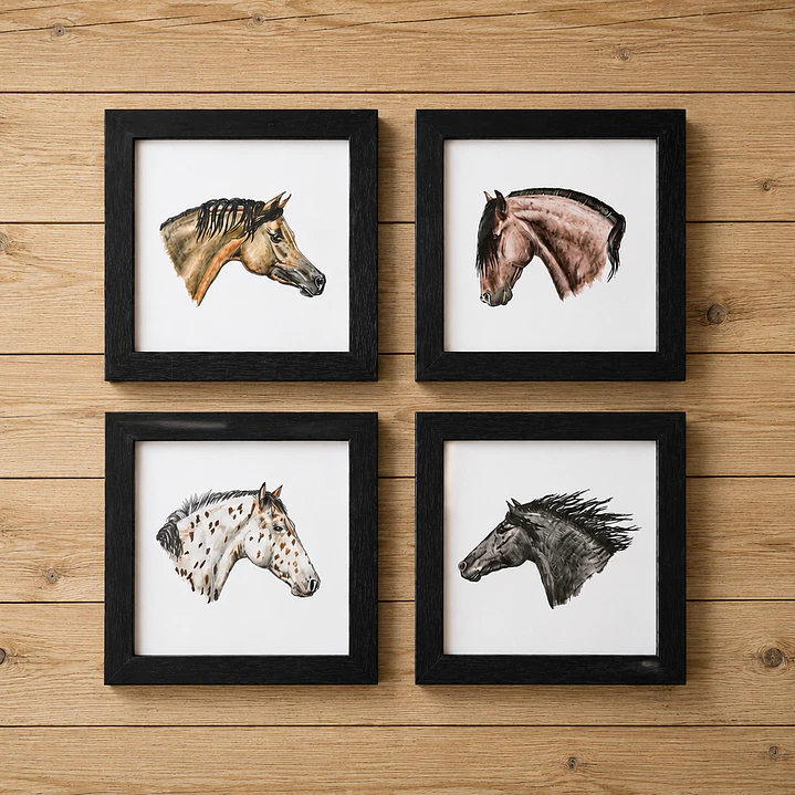 Cuadros 4 Razas de Caballos - 20x20cm 2