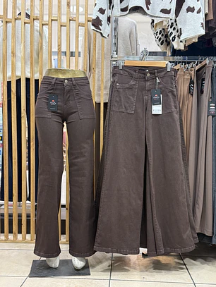 Jeans wide leg chocolate