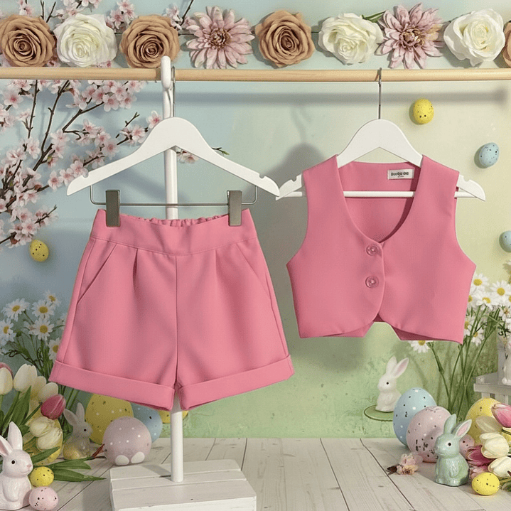 Conjunto Íris com Colete #RosaBarbie 2