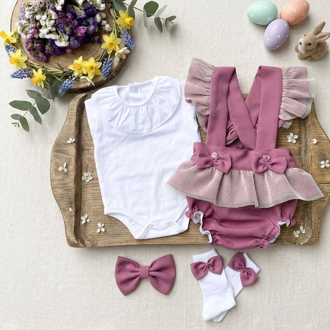 Conjunto Tânia com tule #RosaVelho  2