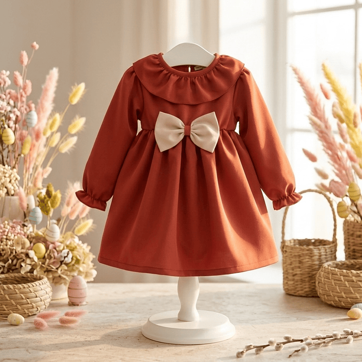 Vestido Antonela #Terracota com laço #Bege 2