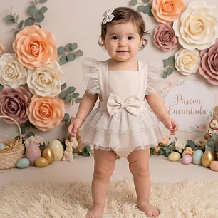 Conjunto Constança com tule #Bege 