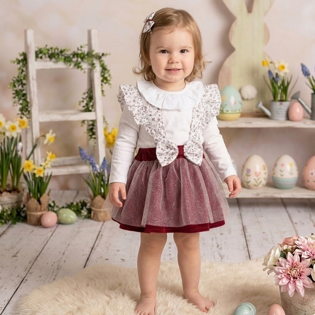 Conjunto Pilar #Padrão com pormenores em #Bordô 1