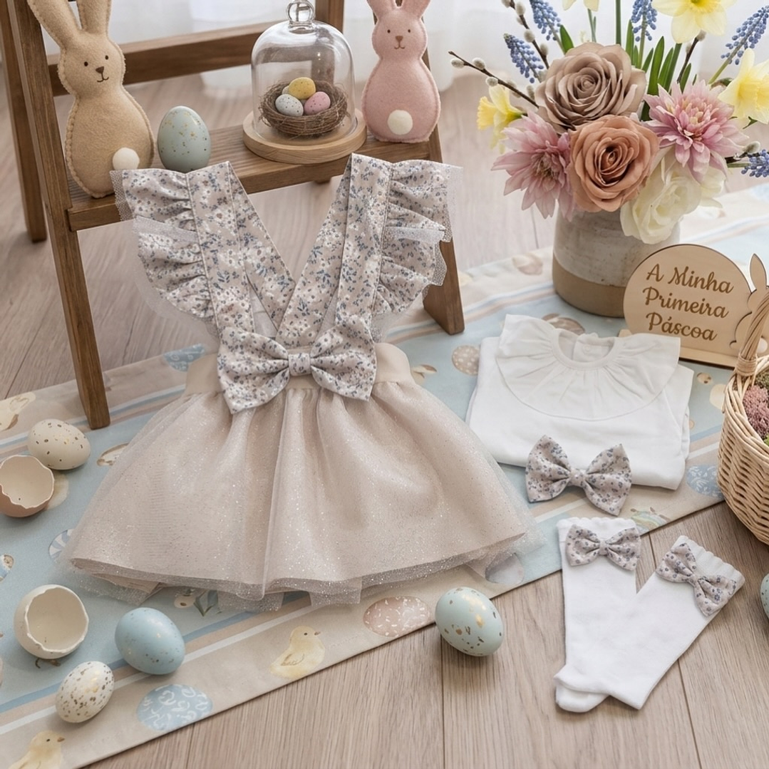 Conjunto Pilar #Padrão-4 com pormenores em #Bege 2