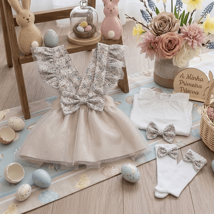 Conjunto Pilar #Padrão-4 com pormenores em #Bege 2