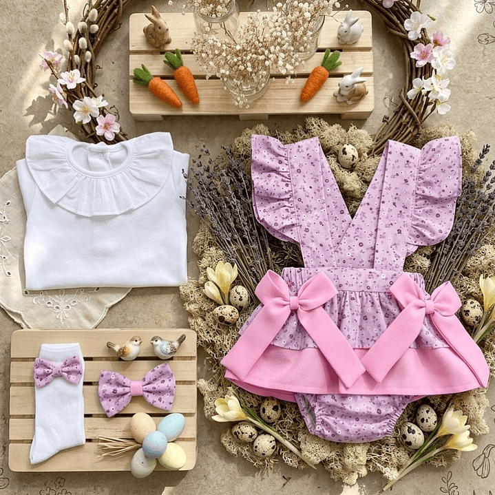 Conjunto Cecília sem tule #Padrão-8 com pormenores em #RosaBarbie 2