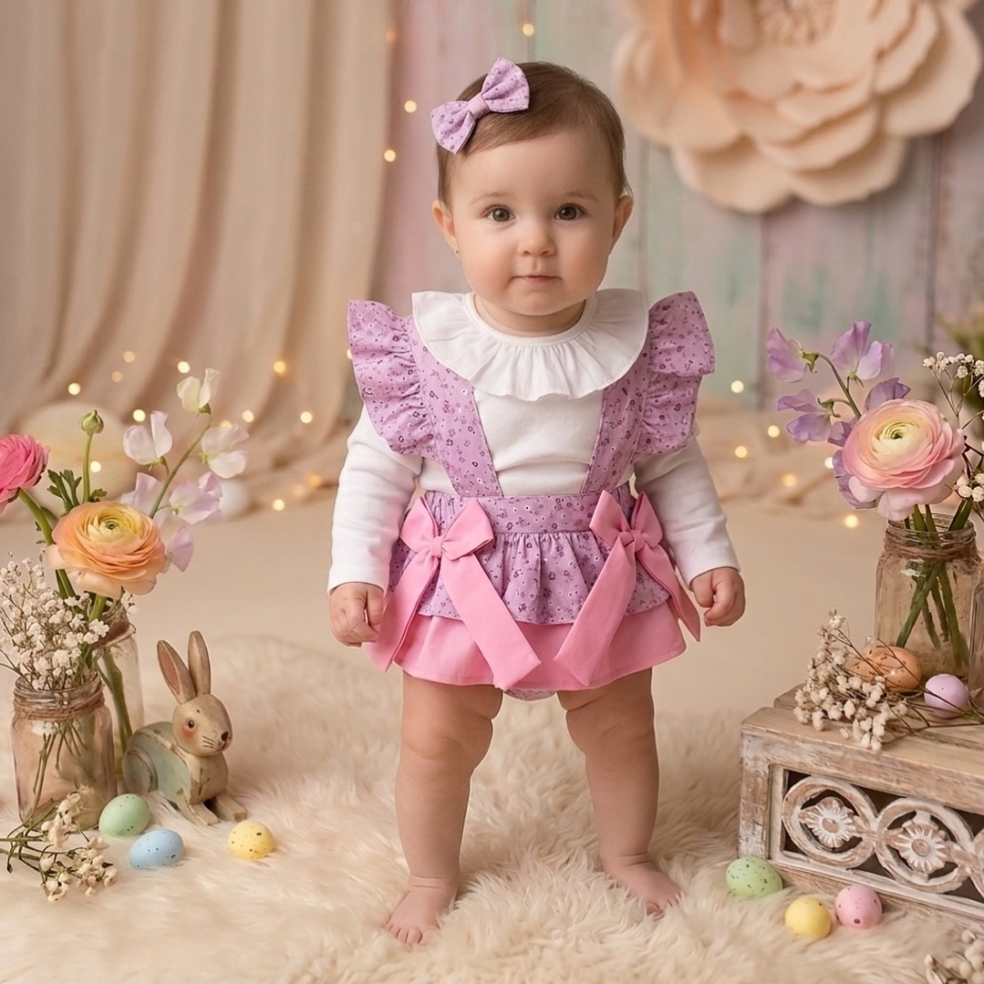 Conjunto Cecília sem tule #Padrão-8 com pormenores em #RosaBarbie 1