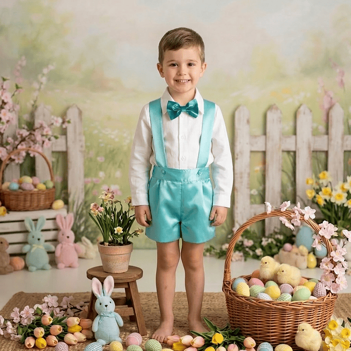 Conjunto Joãozinho com Trave em Cetim #Azul 1