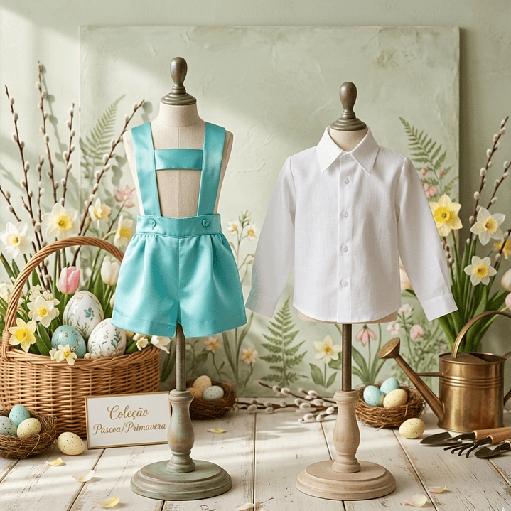 Conjunto Joãozinho com Trave em Cetim #Azul 2