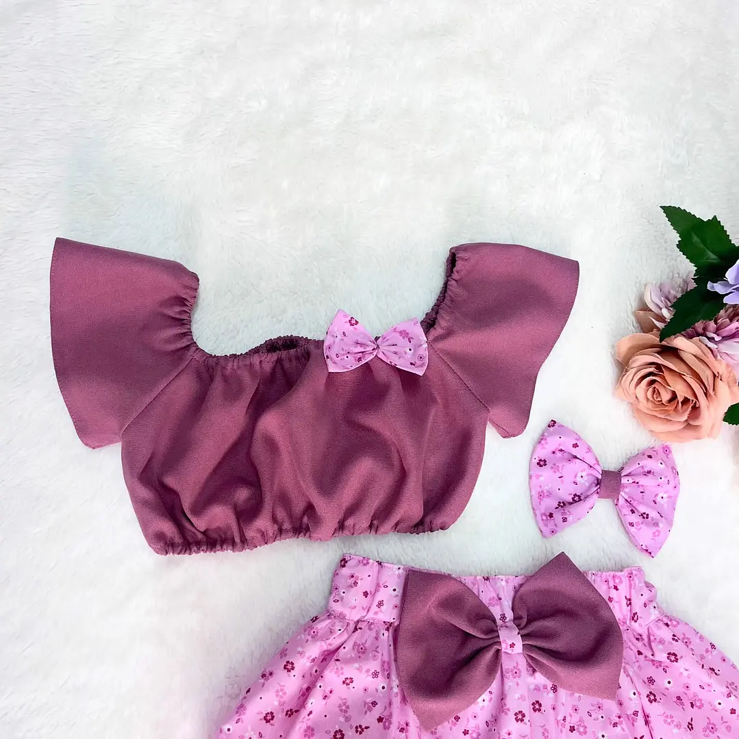Conjunto Vitória Rosa Velho + Padrão #8 2