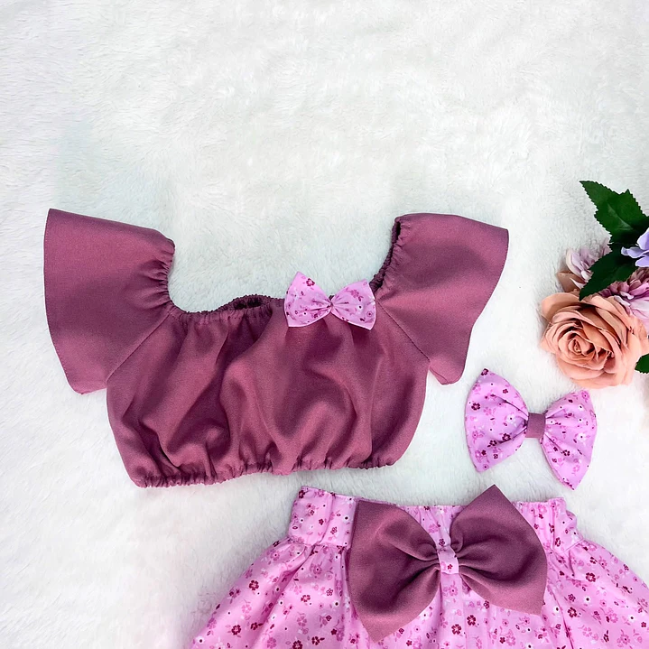 Conjunto Vitória Rosa Velho + Padrão #8 2