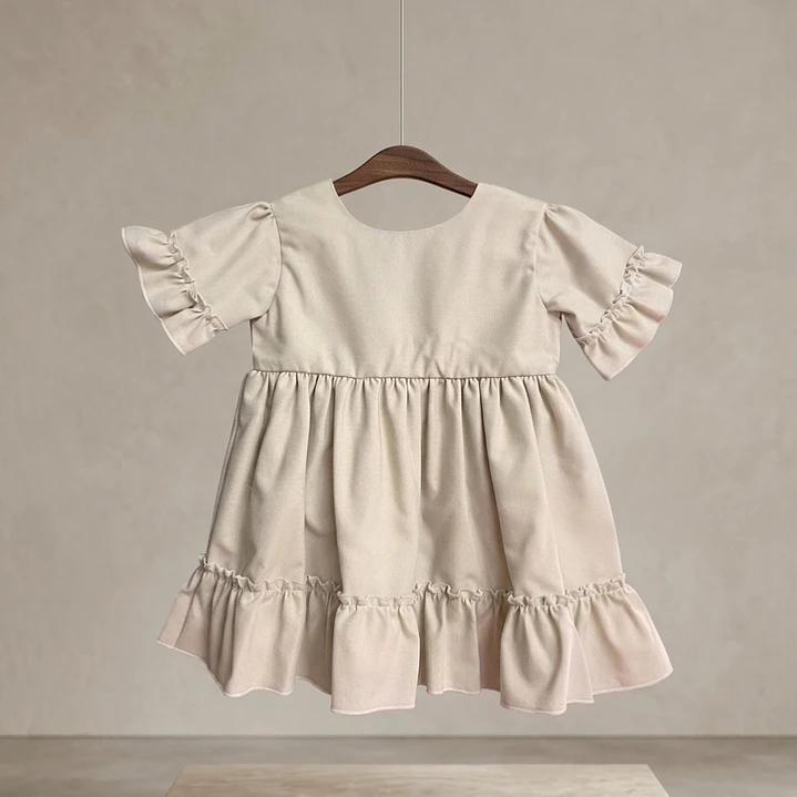 Vestido Ana Beatriz com laço #bege | Coleção Premium 1