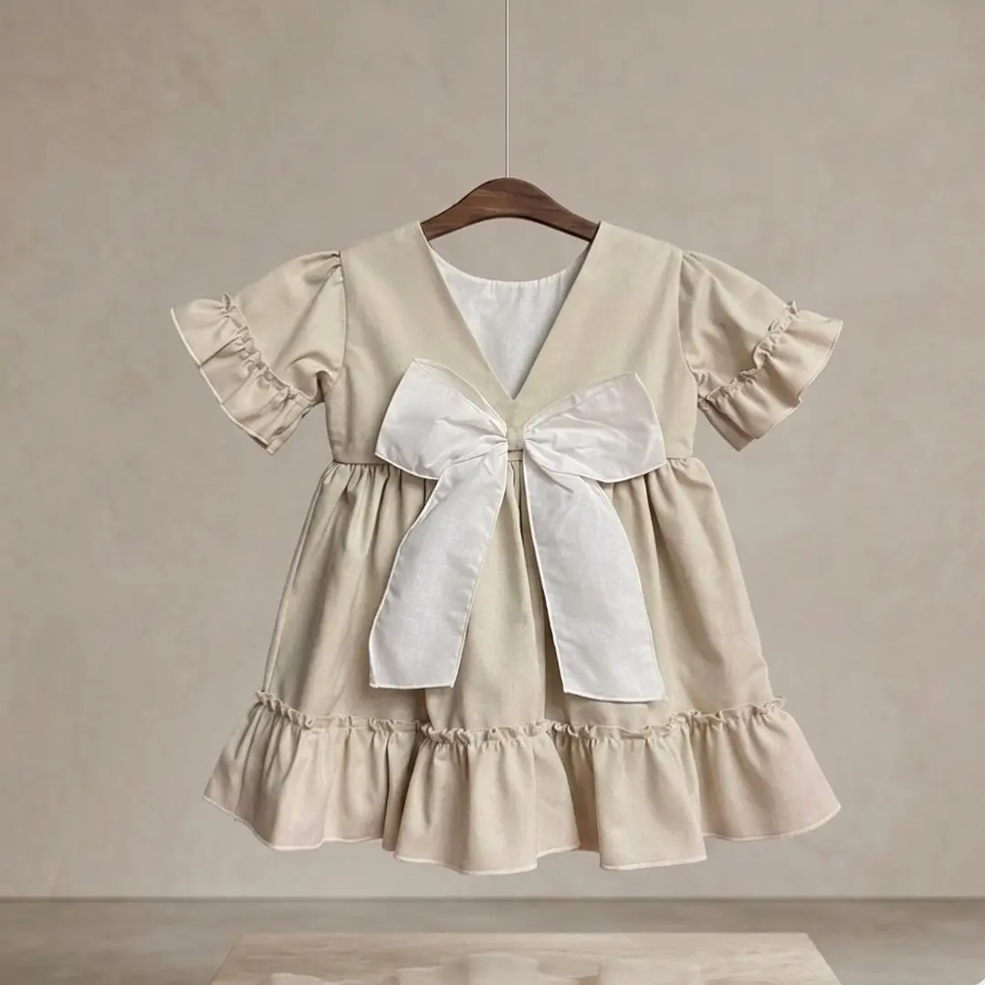 Vestido Ana Beatriz com laço #bege | Coleção Premium 2
