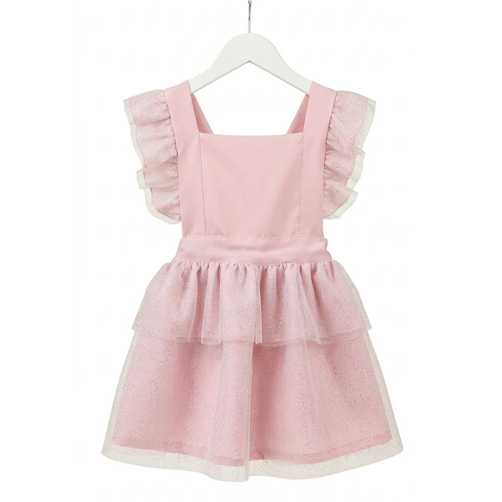 Conjunto Constança c/tule #RosaBarbie com laço Rabo de Peixe #Branco 2
