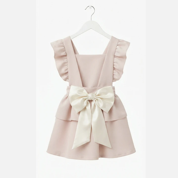 Vestido/Fofo Constança sem tule #Bege com laço em CETIM Rabo de Peixe #Pérola 1