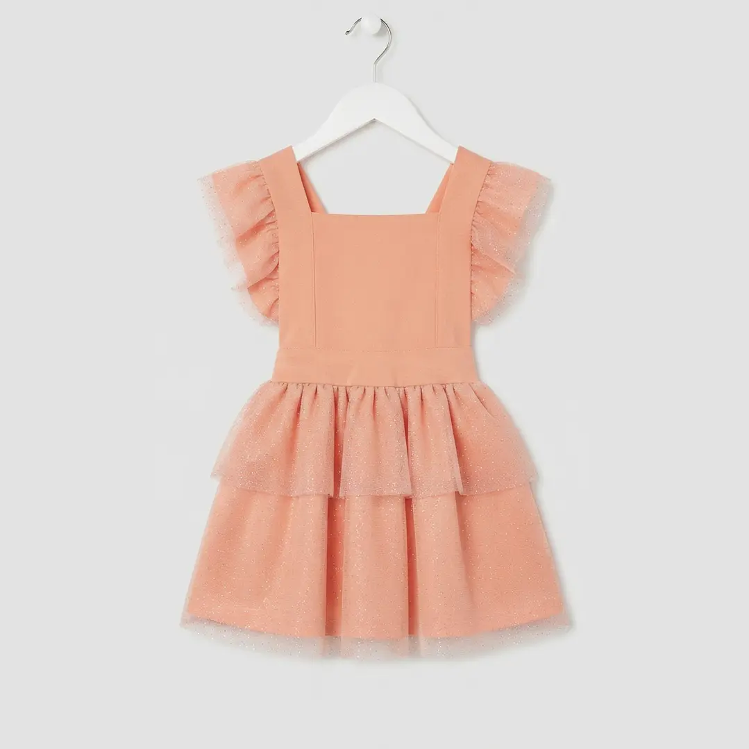 Vestido/Fofo Constança c/tule #Salmão com laço Rabo de Peixe #Branco 2