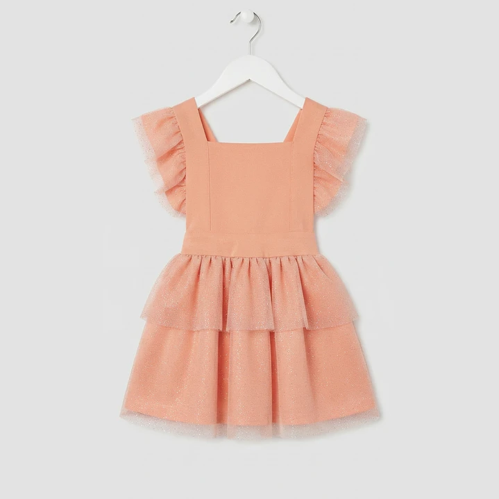 Vestido/Fofo Constança c/tule #Salmão com laço Rabo de Peixe #Branco 2