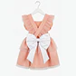 Vestido/Fofo Constança c/tule #Salmão com laço Rabo de Peixe #Branco - Thumbnail 1