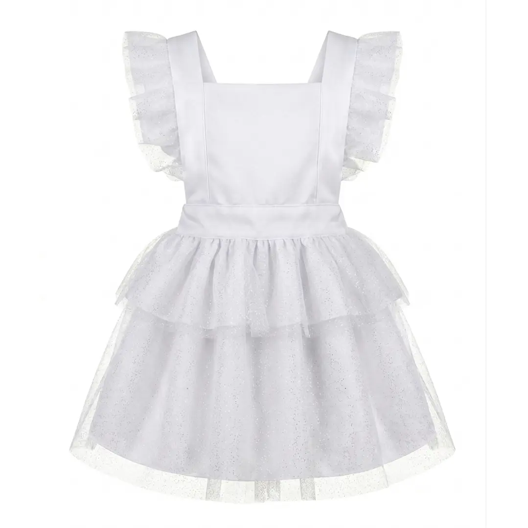 Vestido/Fofo Constança c/tule #Branco com laço Rabo de Peixe #AzulMarinho 2