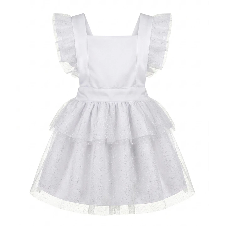 Vestido/Fofo Constança c/tule #Branco com laço Rabo de Peixe #AzulMarinho 2