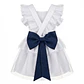 Vestido/Fofo Constança c/tule #Branco com laço Rabo de Peixe #AzulMarinho - Thumbnail 1