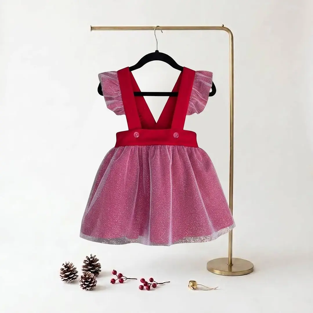 Vestido/Fofo Pilar c/tule #Vermelho com laço Rabo de Peixe #Branco 2