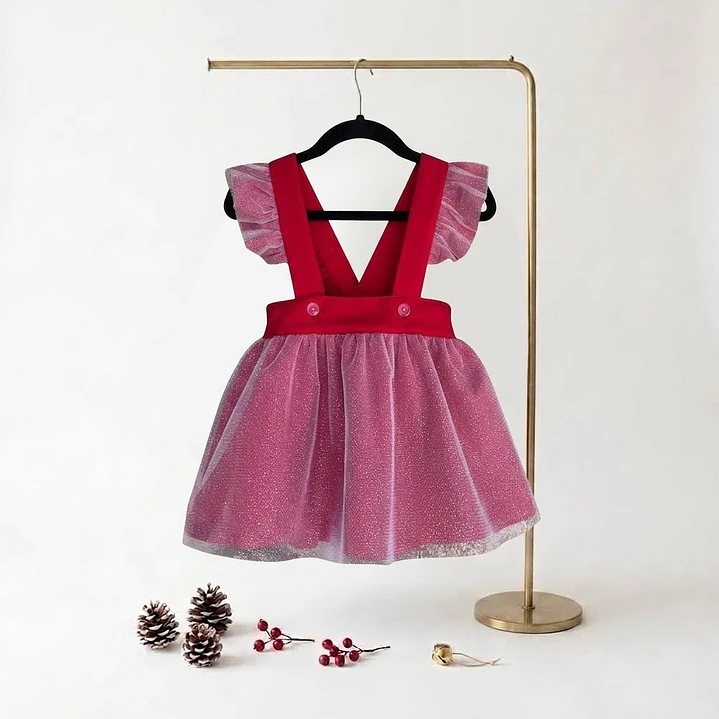 Vestido/Fofo Pilar c/tule #Vermelho com laço Rabo de Peixe #Branco 2