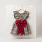 Vestido/Fofo Constança c/tule #XadrezBege com laço Rabo de Peixe #Vermelho - Thumbnail 1