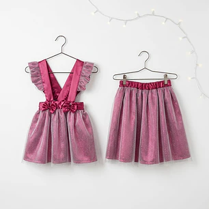 Saia Mulher + Vestido Menina em Cetim #Bordô | Match