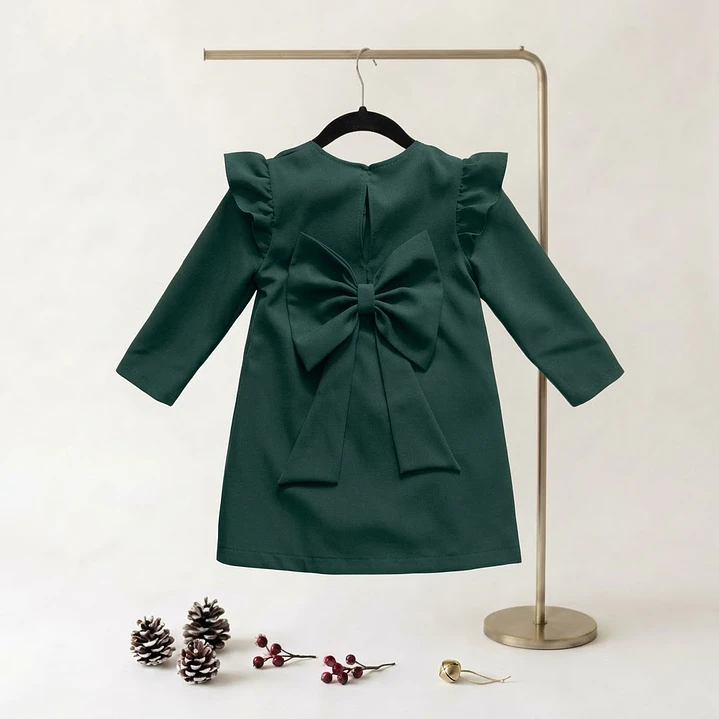 Match Família #VerdeGarrafa | Vestido c/ Laço Rabo de Peixe Menina + Vestido c/ Laço Rabo de Peixe Mulher + Camisa Homem 3