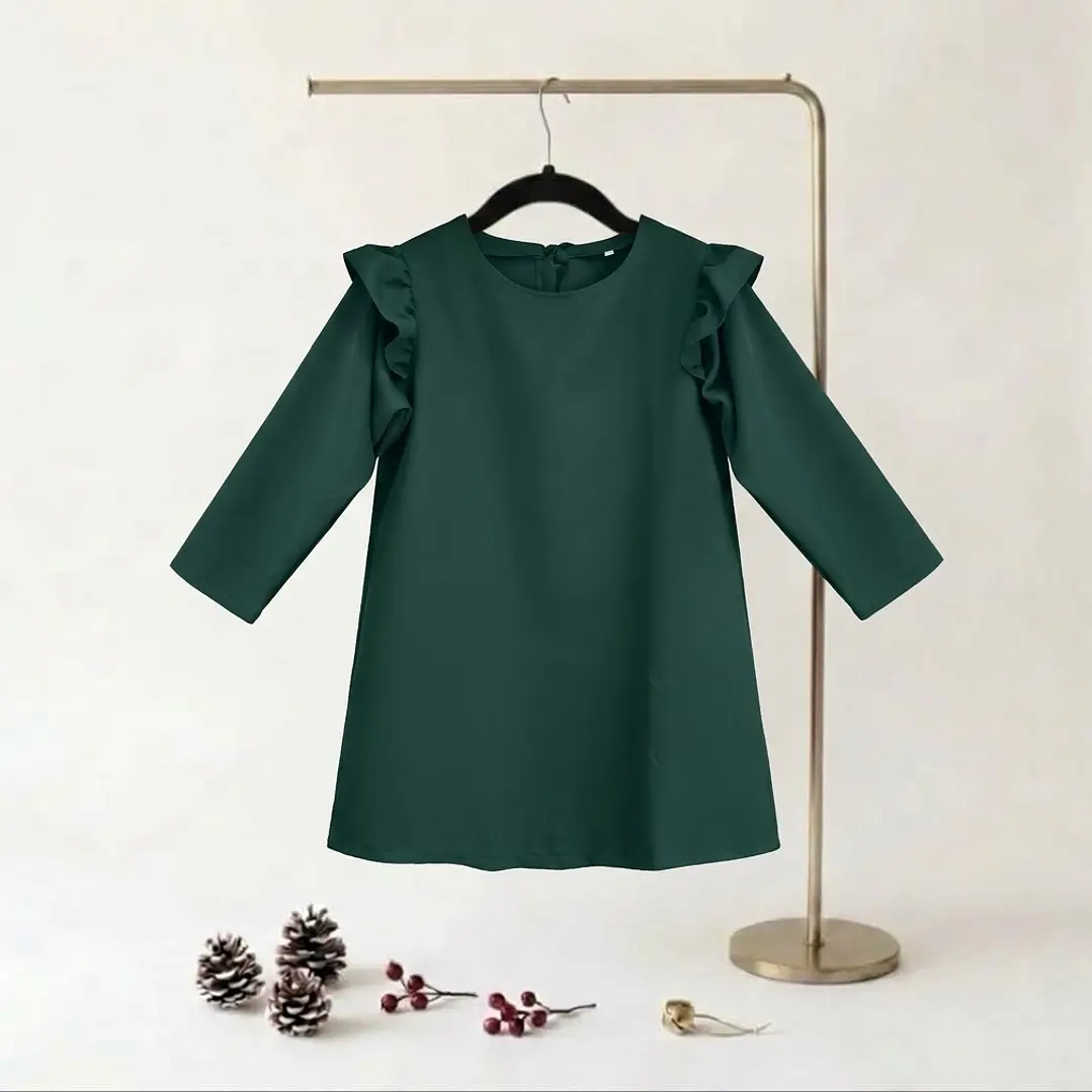 Vestido Lili c/ Laço Rabo de Peixe #VerdeGarrafa | Menina 1