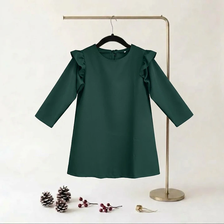 Vestido Lili c/ Laço Rabo de Peixe #VerdeGarrafa | Menina 1