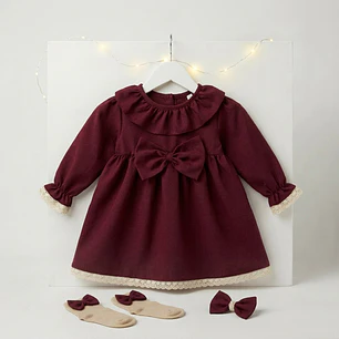 Vestido Antonela #Bordô com renda #Bege