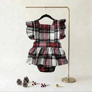Conjunto Constança sem tule #XadrezBranco com laço Rabo de Peixe #VerdeGarrafa