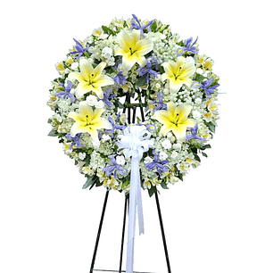 Corona Redonda Funeraria - Liliums e Iris