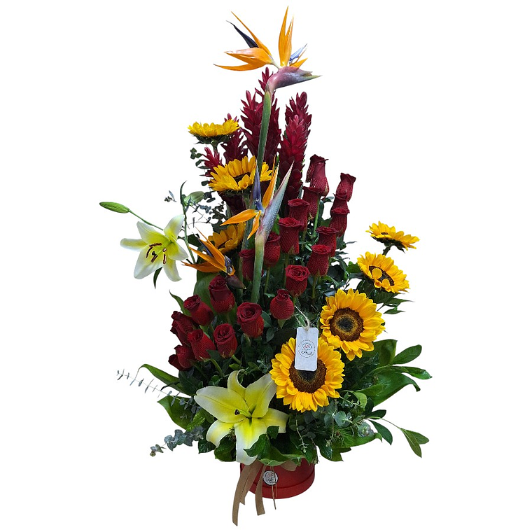 Arreglo floral de Rosas y Girasoles 1
