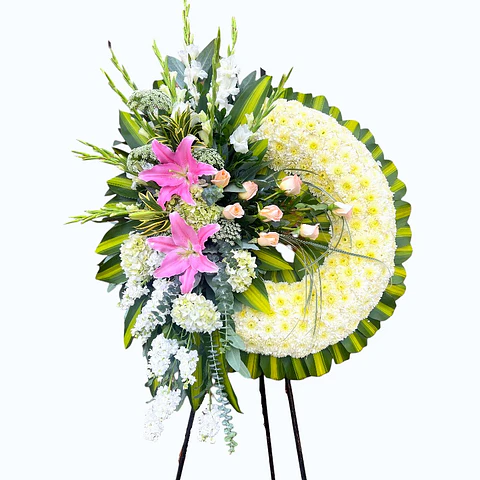 CORONA FLORAL FUNERARIA - ROSAS ROSADAS