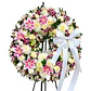Corona Redonda Funeraria - Rosas Blancas y Liliums Fucsias - Miniatura 1