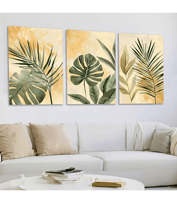 Trio de Painéis em Canvas Abigail