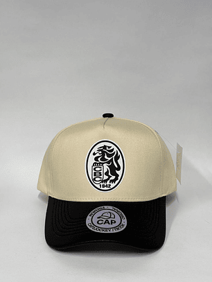 Gorra bicolor de lona 5p - Beige x negro / Leones del Caracas