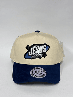 Gorra de lona bicolor 5p - Beige x Azul / Jesus is King