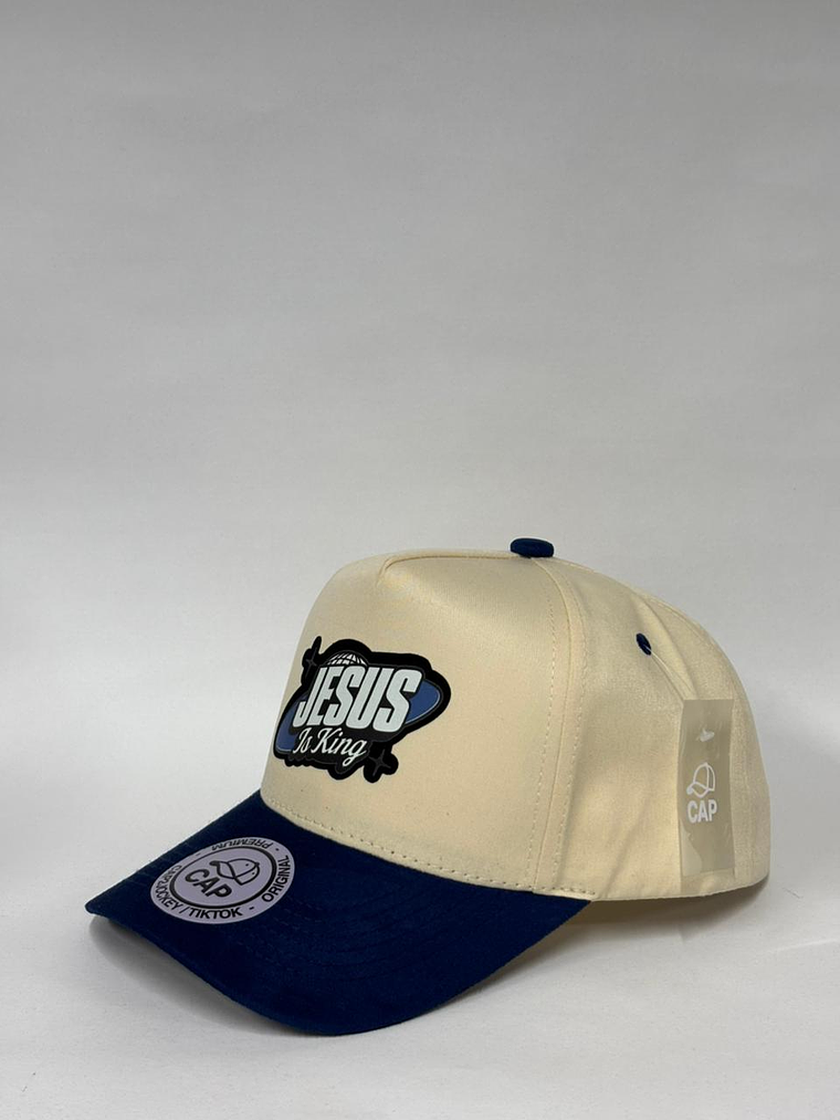 Gorra de lona bicolor 5p - Beige x Azul / Jesus is King 2