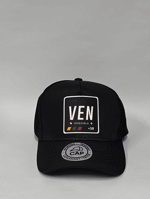 Gorra de lona con malla laser 5p - negro / Ven 