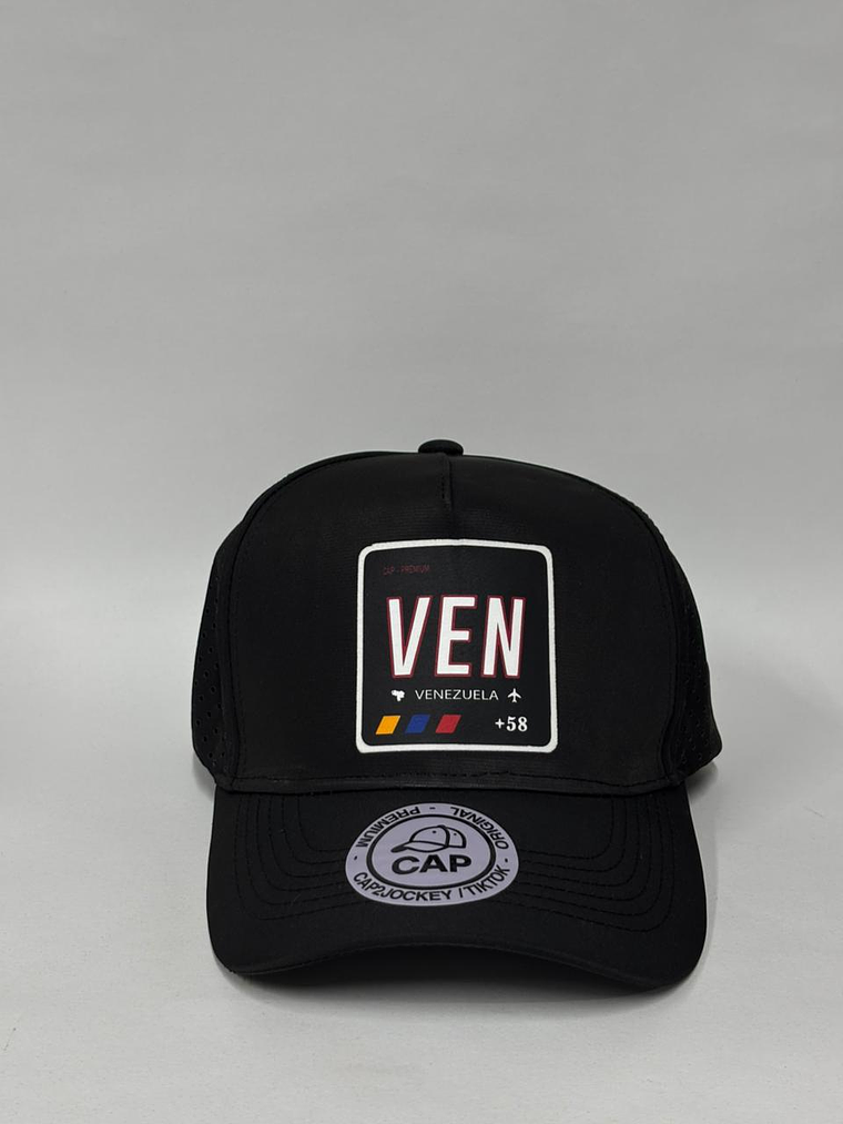 Gorra de lona con malla laser 5p - negro / Ven  1
